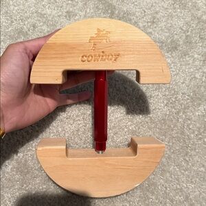Cowboy Wooden Press with Red Handle